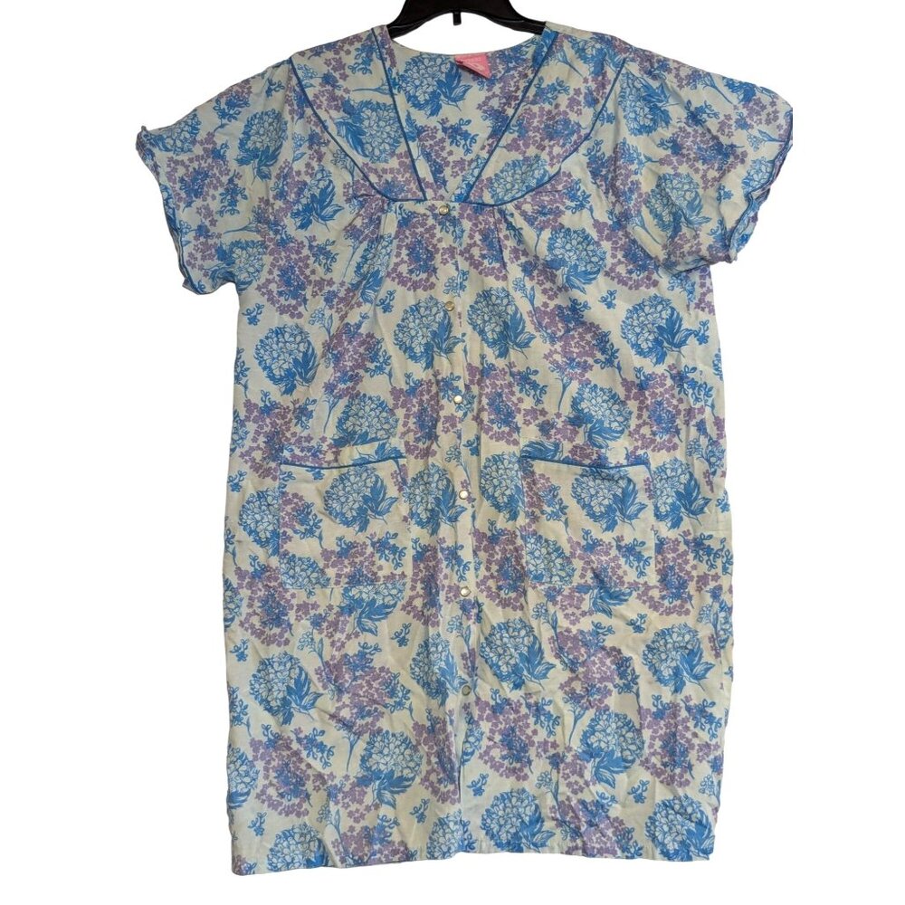 Vintage Floral Nightgown With Pockets Pearl Snap Sindrella XL